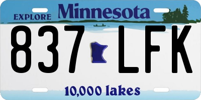 MN license plate 837LFK