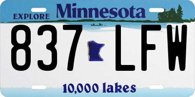 MN license plate 837LFW