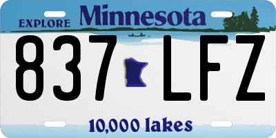 MN license plate 837LFZ