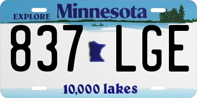 MN license plate 837LGE
