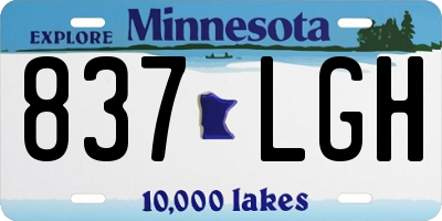 MN license plate 837LGH