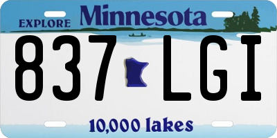 MN license plate 837LGI