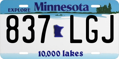 MN license plate 837LGJ