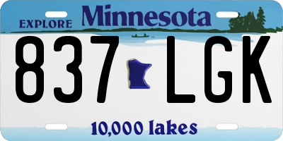 MN license plate 837LGK