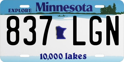 MN license plate 837LGN