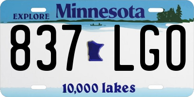 MN license plate 837LGO