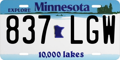 MN license plate 837LGW