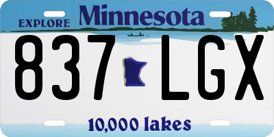 MN license plate 837LGX