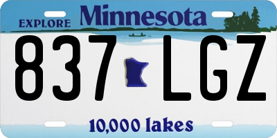 MN license plate 837LGZ