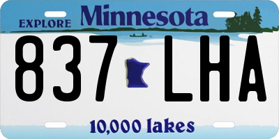 MN license plate 837LHA