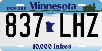 MN license plate 837LHZ