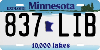 MN license plate 837LIB