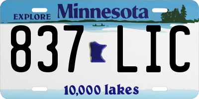 MN license plate 837LIC