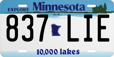 MN license plate 837LIE