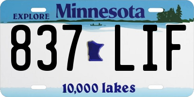 MN license plate 837LIF