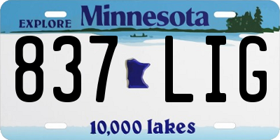 MN license plate 837LIG