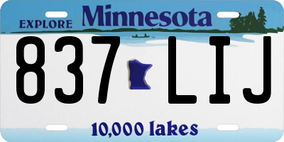 MN license plate 837LIJ