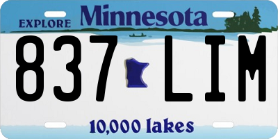 MN license plate 837LIM