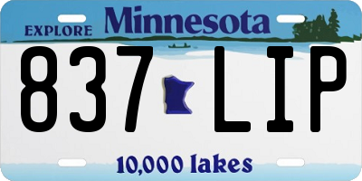 MN license plate 837LIP