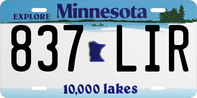 MN license plate 837LIR