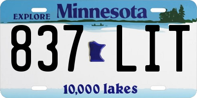 MN license plate 837LIT