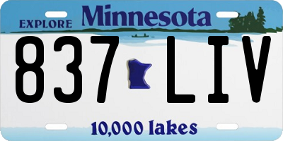 MN license plate 837LIV