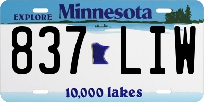 MN license plate 837LIW