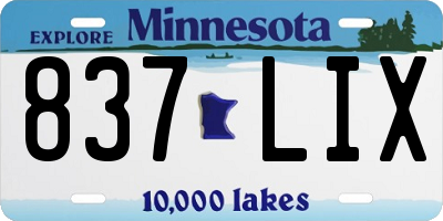 MN license plate 837LIX