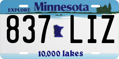 MN license plate 837LIZ