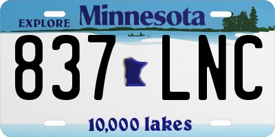 MN license plate 837LNC