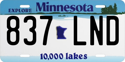 MN license plate 837LND