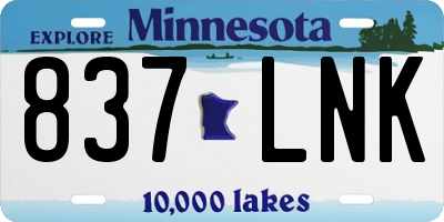MN license plate 837LNK
