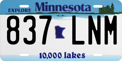 MN license plate 837LNM