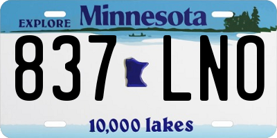 MN license plate 837LNO