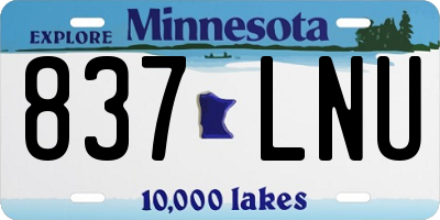 MN license plate 837LNU