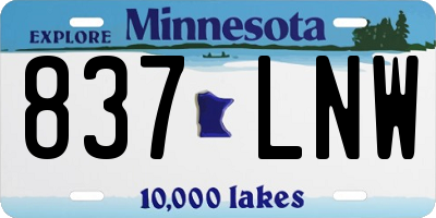 MN license plate 837LNW