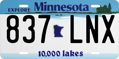 MN license plate 837LNX