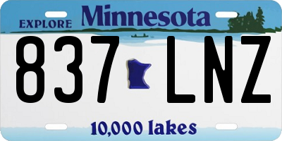 MN license plate 837LNZ
