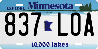 MN license plate 837LOA