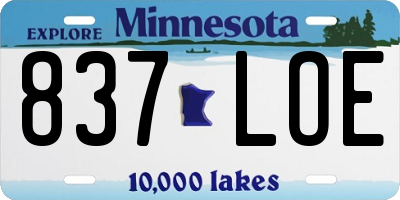 MN license plate 837LOE