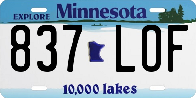 MN license plate 837LOF