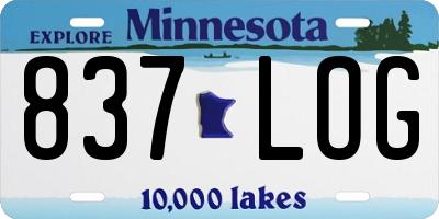 MN license plate 837LOG
