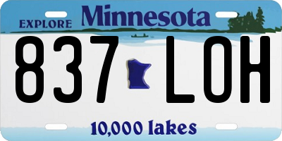 MN license plate 837LOH