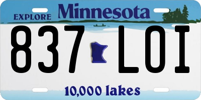 MN license plate 837LOI