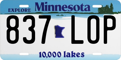 MN license plate 837LOP