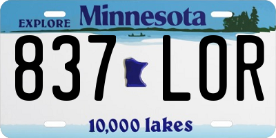 MN license plate 837LOR