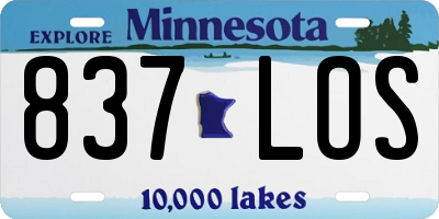 MN license plate 837LOS