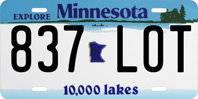 MN license plate 837LOT