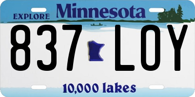 MN license plate 837LOY
