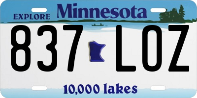 MN license plate 837LOZ